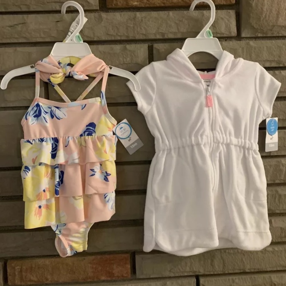 new Carter’s baby girl swimsuit & coverup